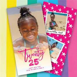 Tarjeta Festiva Fuchsia Pink 2023 Brushed Mix Typography Año Nuevo