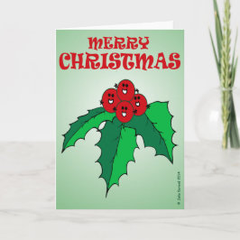 Tarjeta Festiva "Fudsy hace frente" - a alegría del Tarjeta-Acebo