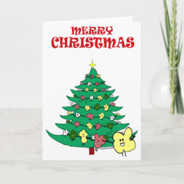 Tarjeta Festiva "Fudsy hace frente" - al árbol del Tarjeta-Navidad