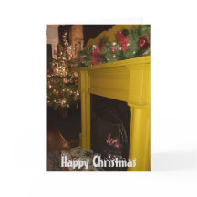 Fuego de leña y luces de Navidad, Sheffield.