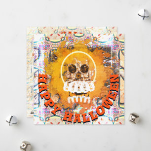 Tarjeta Festiva Fuego y Llama Feliz Halloween Calavera