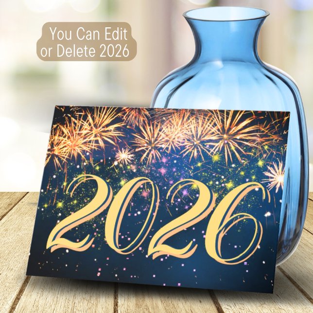 Tarjeta Festiva Fuegos artificiales de 2026 Fiesta Nochevieja Feli (Subido por el creador)