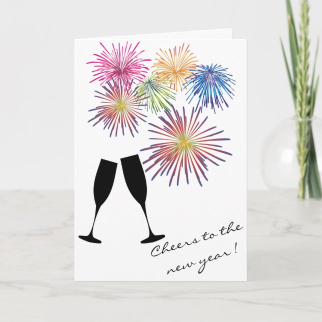 Tarjeta Festiva Fuegos artificiales de Año Nuevo (Anverso)