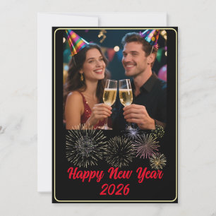 Tarjeta Festiva Fuegos Artificiales de Fotos Personalizables Feliz