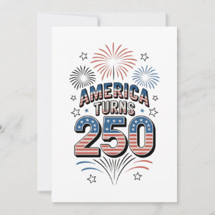 Tarjeta Festiva Fuegos artificiales del 4 de julio del 250 anivers