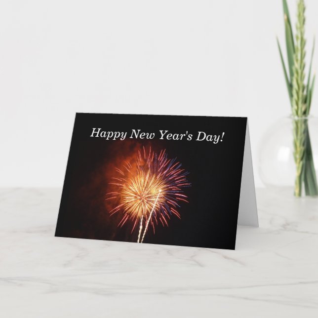 Tarjeta Festiva Fuegos artificiales del Año Nuevo (Anverso)