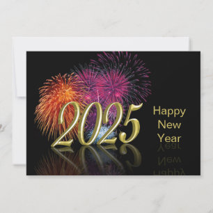 Tarjeta Festiva Fuegos artificiales del Año Nuevo 2025