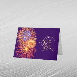 Tarjeta Festiva Fuegos artificiales dorados gráficos de año nuevo 