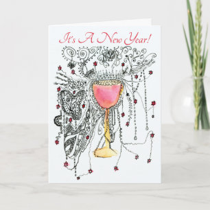 Tarjeta Festiva Fuegos artificiales en cualquier año nuevo