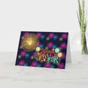 Tarjeta Festiva Fuegos artificiales - "Feliz Año Nuevo "
