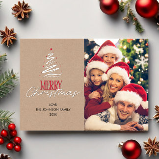 Tarjeta Festiva Fuente de escritura minimalista elegante de Navida