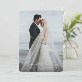 Tarjeta Festiva Fuente de guión elegante casada + foto de cerezo
