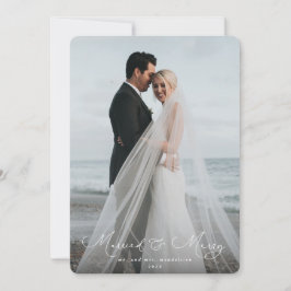 Tarjeta Festiva Fuente de guión elegante casada + foto de cerezo