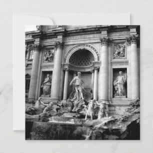 Tarjeta Festiva Fuente de Trevi Blanco Negro Fotografía de Viajes