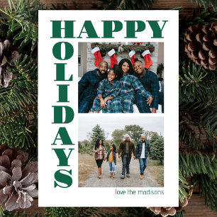 Tarjeta Festiva Fuente Negrita Verde Minimalista Felices Fiestas 2