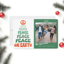 Tarjeta Festiva Fuente Retro Personalizada de Paz en la Tierra par