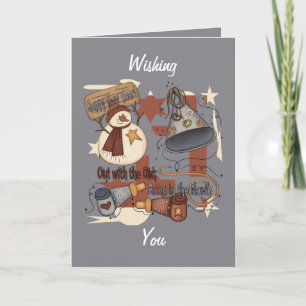 Tarjeta Festiva Fuera con el viejo Traer al nuevo