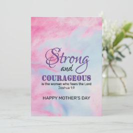 Tarjeta Festiva FUERTE VALIENTE Día de la Madre cristiano