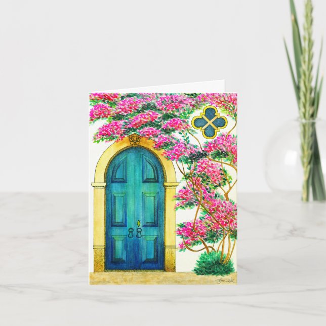 Tarjeta Festiva Fuerza y belleza - Puerta antigua (Anverso)