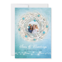 Fun Beach Photo Coastal Navidades Wreath