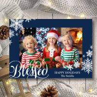 Fun Blue Snowflakes con escritura moderna Foto Min
