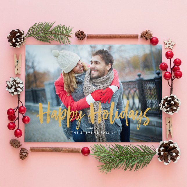 Tarjeta Festiva Fun Bows Happy Holidays Photo (Subido por el creador)