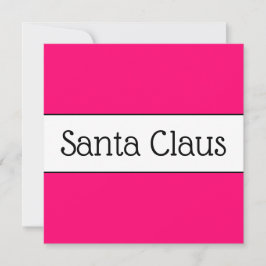 Tarjeta Festiva Fun Bright Pink White Jolly Santa Claus Stripes