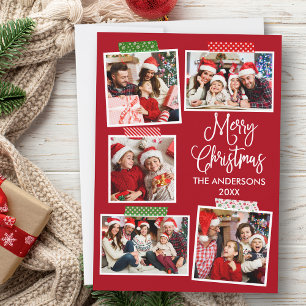 Tarjeta Festiva Fun Calligraphy Merry Christmas Craft Red