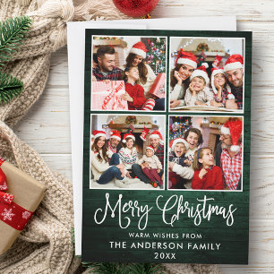 Tarjeta Festiva Fun Calligraphy Navidades Green Wood 4 Fotos