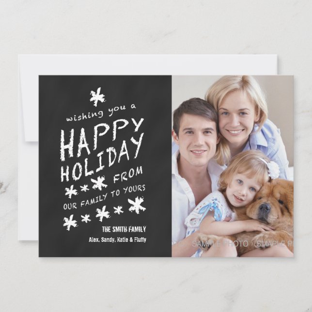 TARJETA FESTIVA FUN CHALKBOARD HAPPY HOLIDAY PHOTO CARD (Anverso)