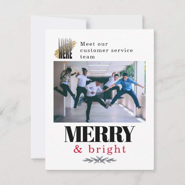 Tarjeta Festiva Fun Company Photo Merry Bright Navidades (Anverso)