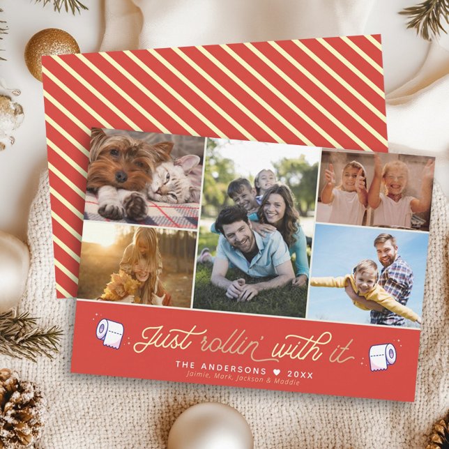 Tarjeta Festiva Fun Covid Cuarentena FUN Toilet Paper Retro Red (Subido por el creador)