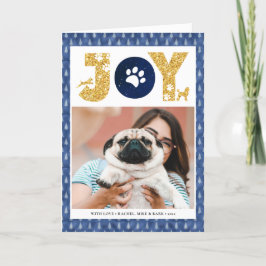 Tarjeta Festiva Fun Dog Paw Script JOY Modern