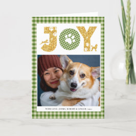 Tarjeta Festiva Fun Dog Paw Script JOY Modern