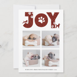 Tarjeta Festiva Fun Dog Paw Script JOY Modern