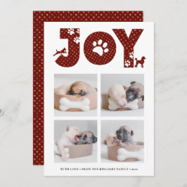 Tarjeta Festiva Fun Dog Paw Script JOY Modern