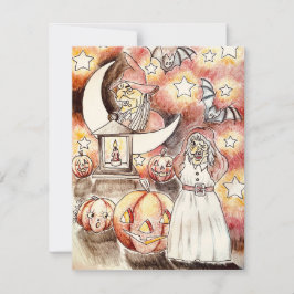 Tarjeta Festiva Fun Halloween witch art print