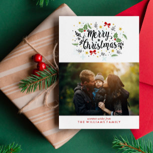 Tarjeta Festiva Fun Hand Letter Merry Christmas Photo