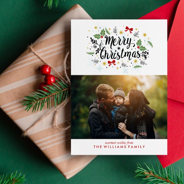 Tarjeta Festiva Fun Hand Letter Merry Christmas Photo (Subido por el creador)
