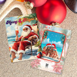 Tarjeta Festiva Fun Hawaii Beach Navidades Foto<br><div class="desc">Fun Hawaii Navidades de la playa tarjeta de vacaciones de fotos con texto de "mares y saludos"</div>