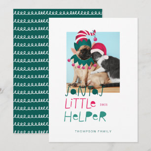 Tarjeta Festiva Fun Mascota Navidades Papá Noel Pequeño Ayudante E