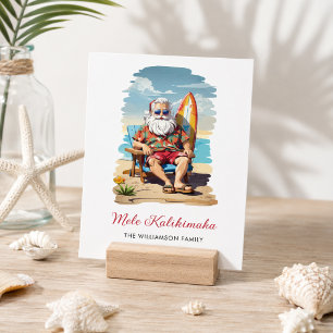 Tarjeta Festiva Fun Mele Kalikimaka Santa Surfboard Navidades Card