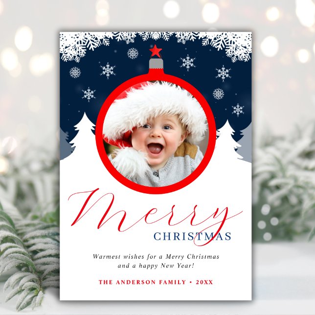 Tarjeta Festiva Fun Merry Christmas Photo Ornament (Subido por el creador)