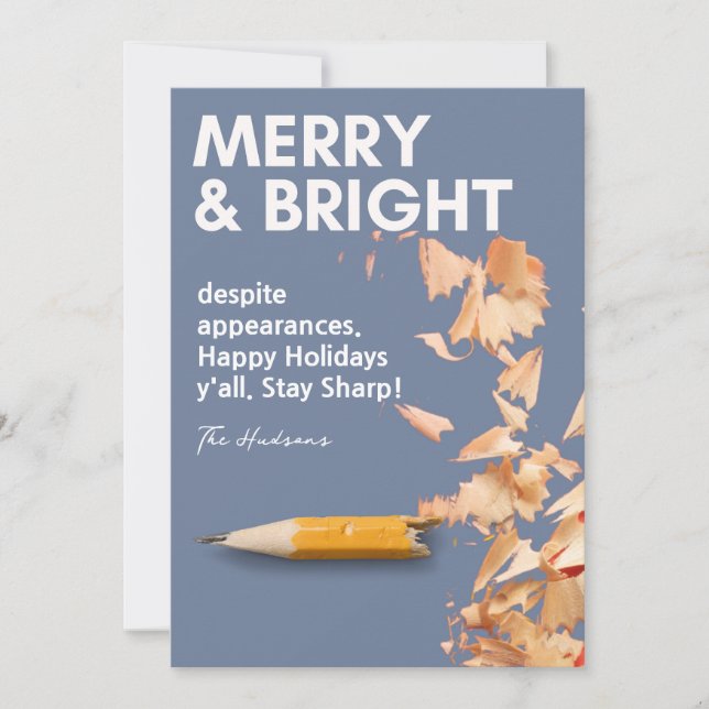 Tarjeta Festiva Fun Merry y Bright Holiday (Anverso)