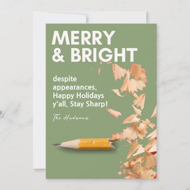 Tarjeta Festiva Fun Merry y Bright Holiday (Anverso)