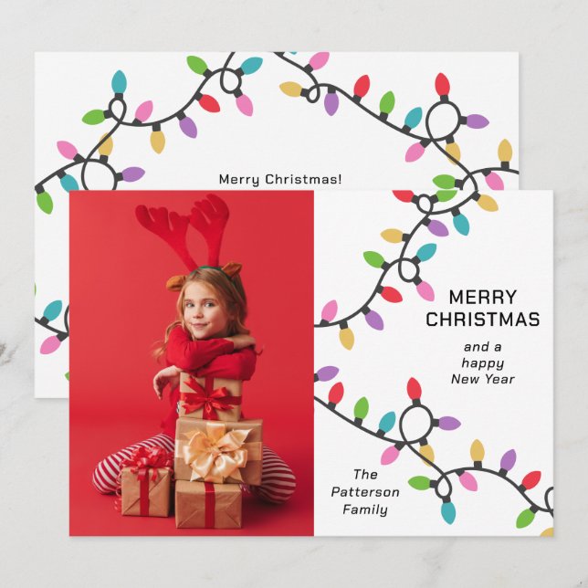 Tarjeta Festiva Fun moderno Merry Christmas Festights Photo (Anverso / Reverso)