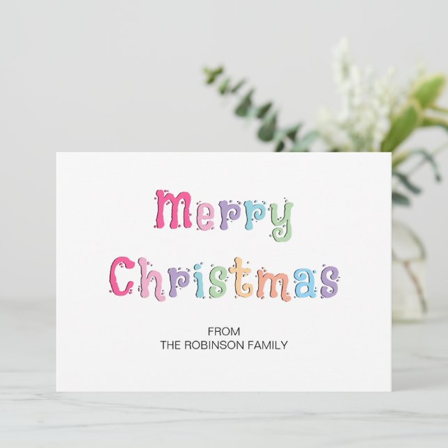 Tarjeta Festiva Fun Multicolor Merry Christmas Holiday Card (Anverso de pie)