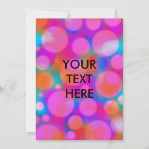 Tarjeta Festiva Fun Neon Polka Dot Bokeh Pattern Blank Card