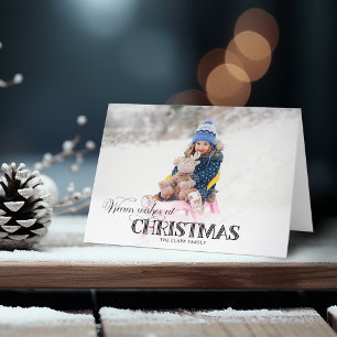 Tarjeta Festiva Fun Personalizado Navidades Tipografía Foto