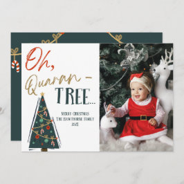 Tarjeta Festiva Fun Quarantine Christmas Tree Personalizado Photo